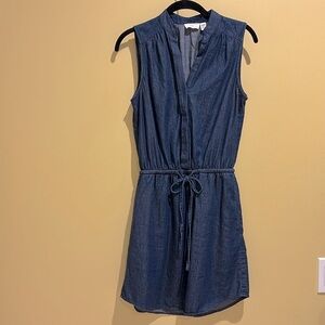 Sleeveless Denim Dress with Tie Waist